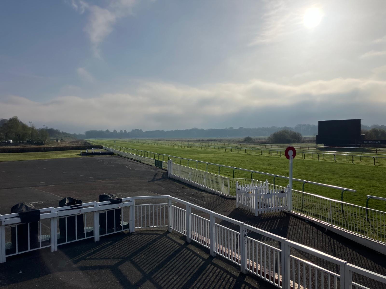 Nottingham Racecourse bustling with excitement as spectators gather to watch the Nottinghamshire Oaks Stakes on April 29, 2025.