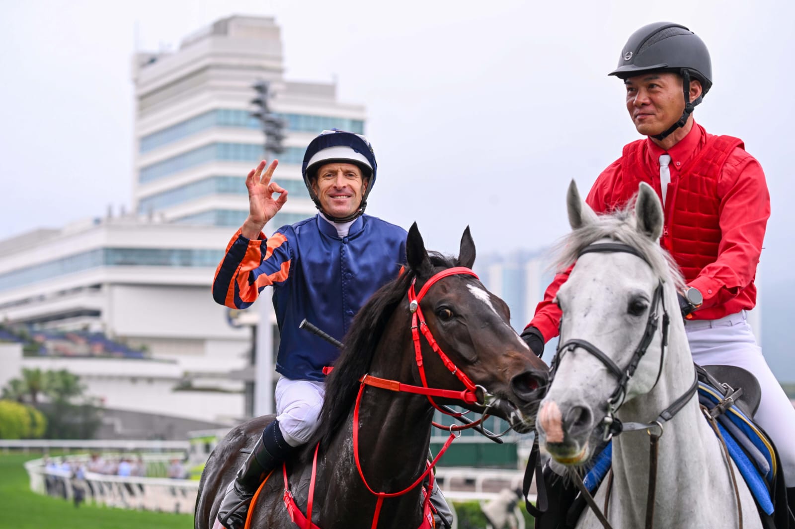 Hugh Bowman aboard Loveisintheair during morning trackwork at Happy Valley Racecourse.