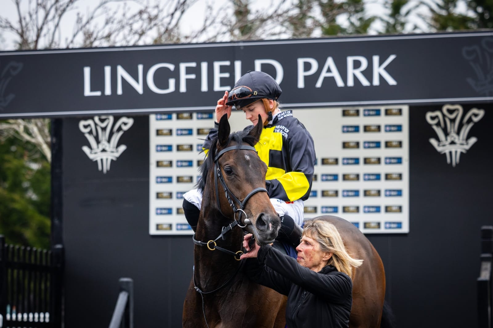 Jockeys racing at Lingfield Park during the Derby & Oaks Trials Day 2025