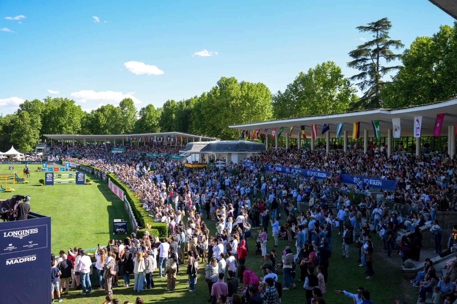 Show jumper clearing an obstacle at Club de Campo Villa de Madrid during the Longines Global Champions Tour 2025