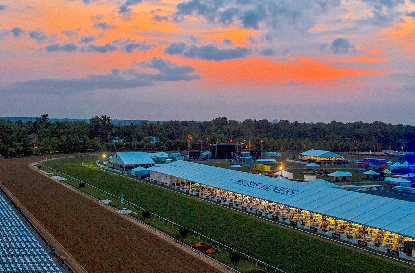 Pretty Lavish galloping on turf during morning workout at Pimlico Race Course ahead of the Hilltop Stakes 2025.