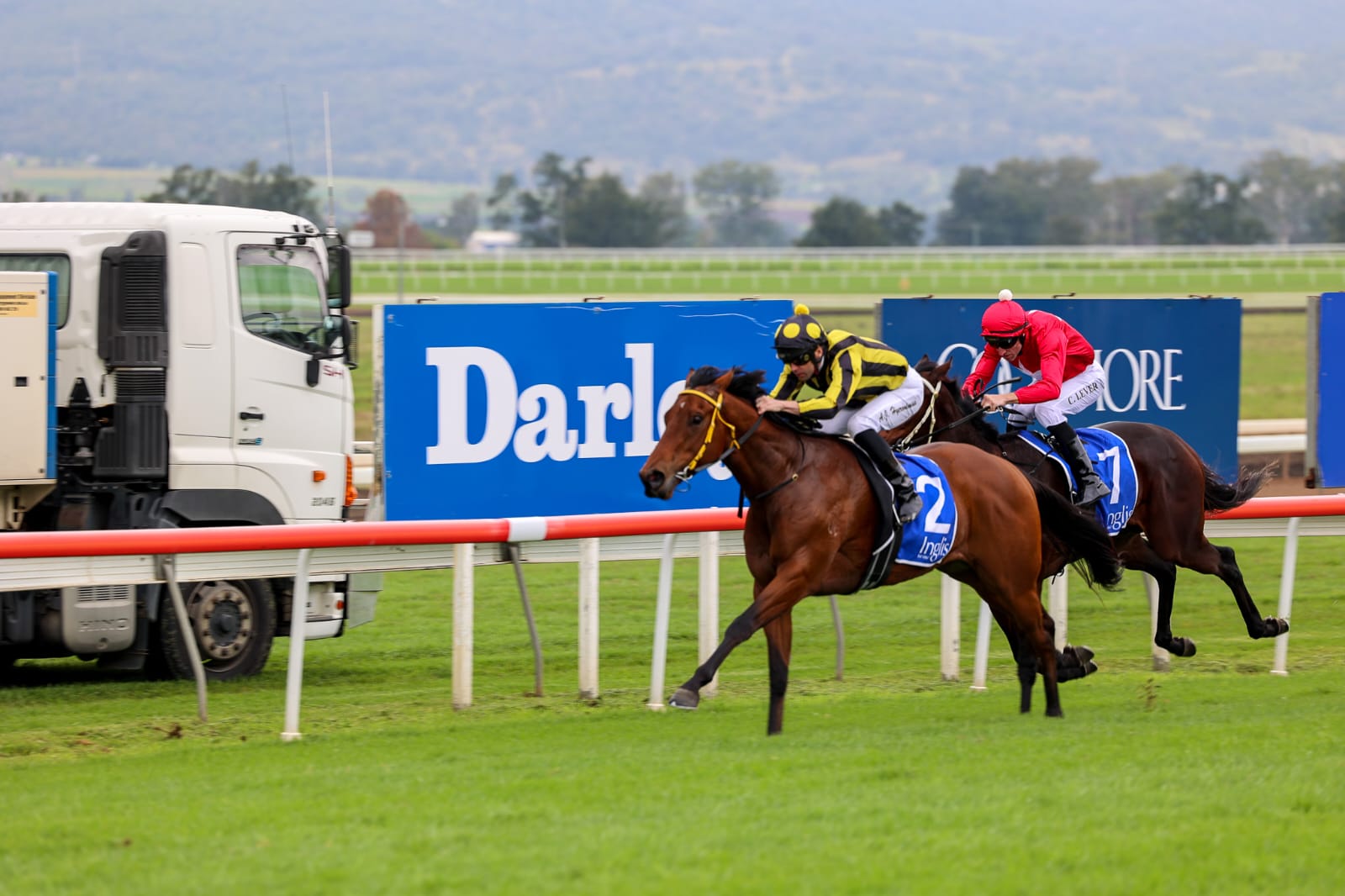 Cashbook crosses the finish line first in the Inglis Challenge at Scone Cup Day 2025, ridden to victory in a dominant performance.