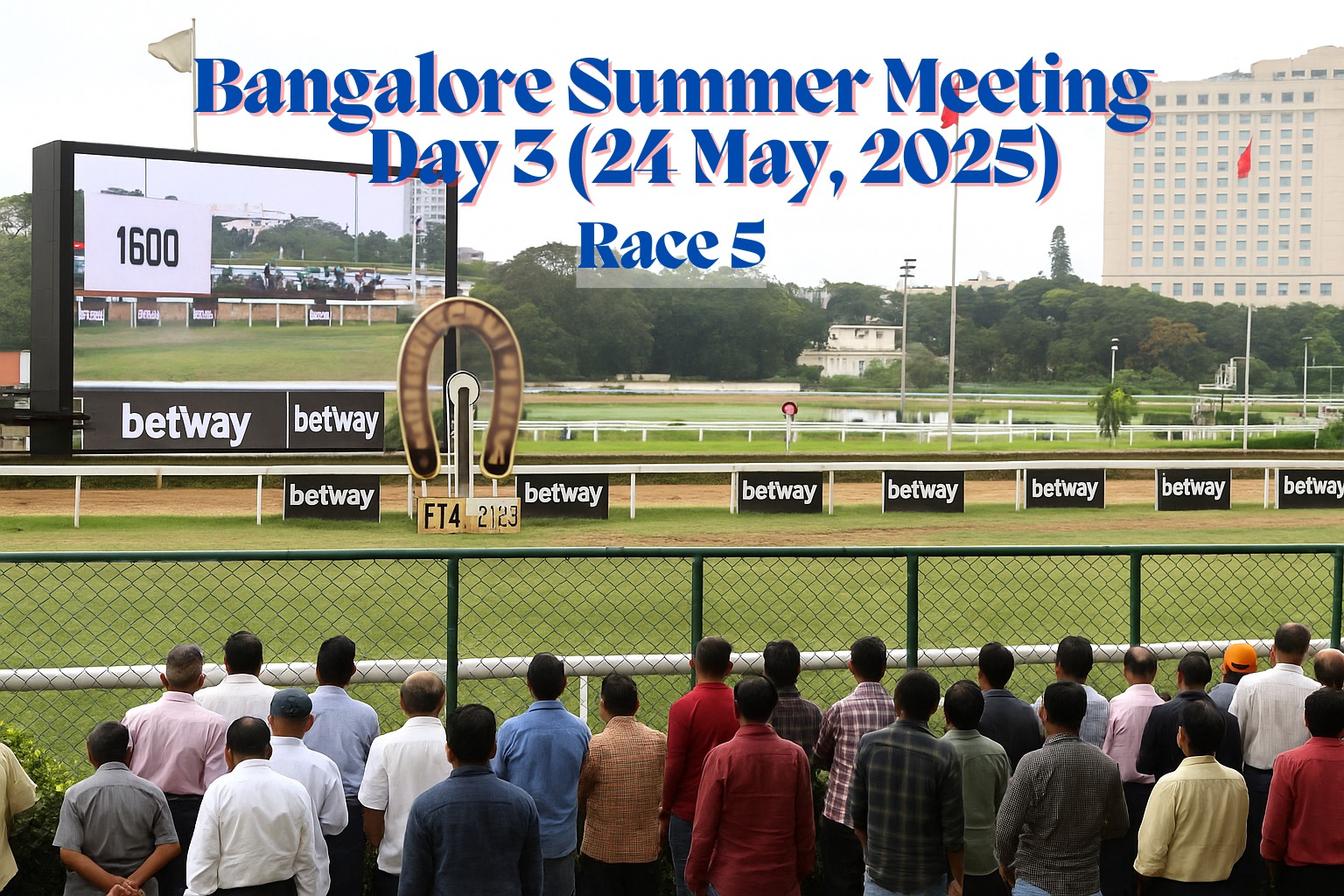 Circle of Dreams, with jockey Akshay Kumar aboard, powering past the field to win the War Hammer Million at Bangalore Turf Club, with Red Bishop and Stormy Sea trailing close behind.