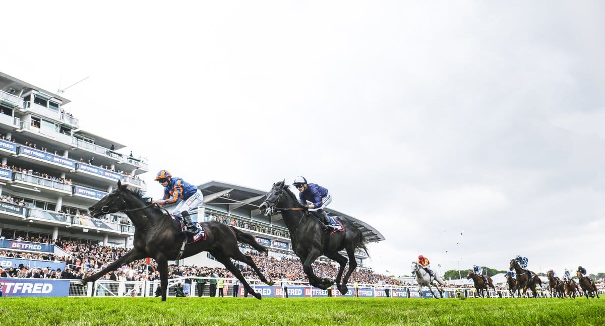 Aidan O’Brien celebrates his 30th Group One win at the Betfred Derby Festival with Jan Brueghel after the Coronation Cup victory at Epsom Downs.