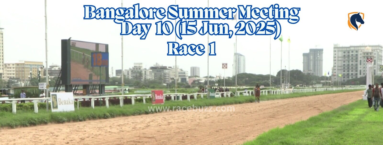 Star of India, ridden by jockey Neeraj Rawal, surges ahead in the final furlong to win The Malenahalli Plate on Day 10 of the Bangalore Summer Meeting at Bangalore Turf Club.