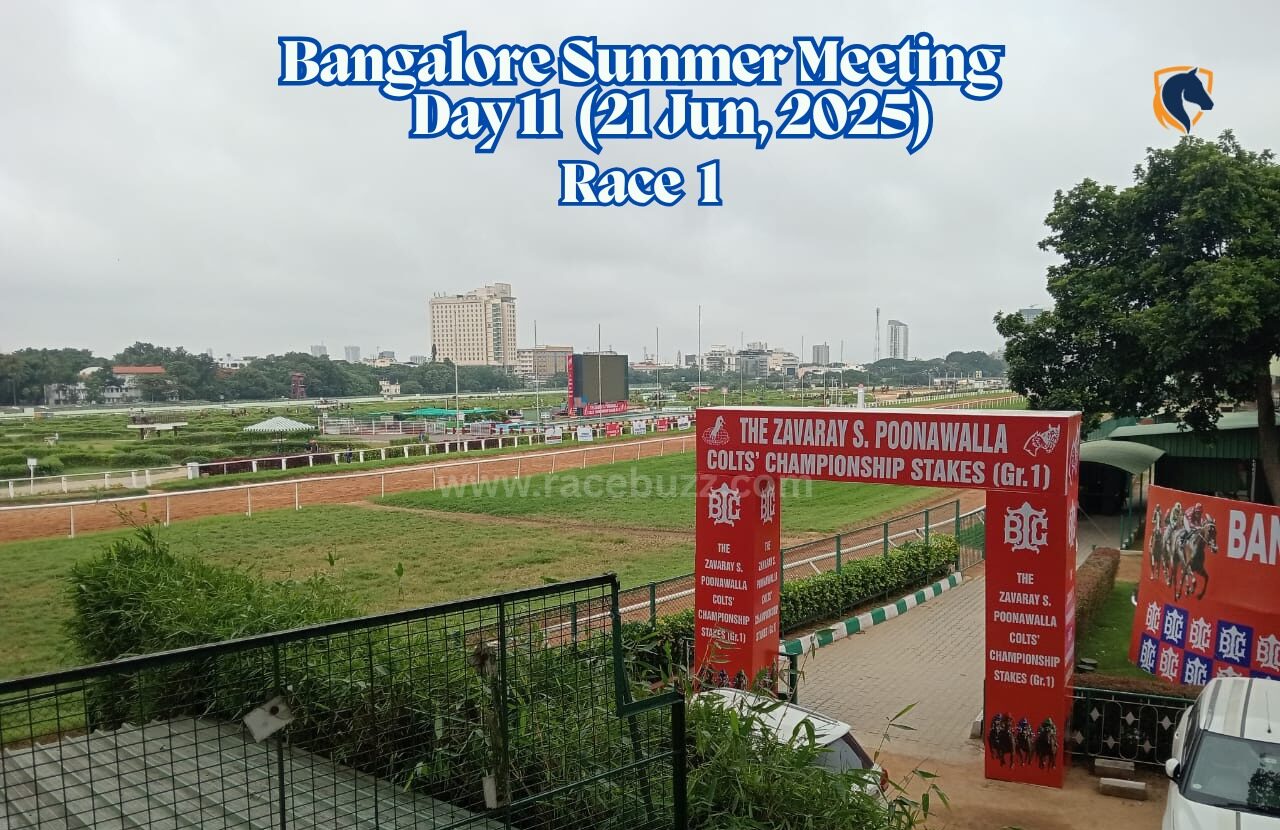 Jockey P. Trevor celebrates aboard Your Unforgettable after winning the International Day of Yoga Plate (Div II) at Bangalore Turf Club, June 21, 2025, marking a strong start to Day 11 of the summer racing season.