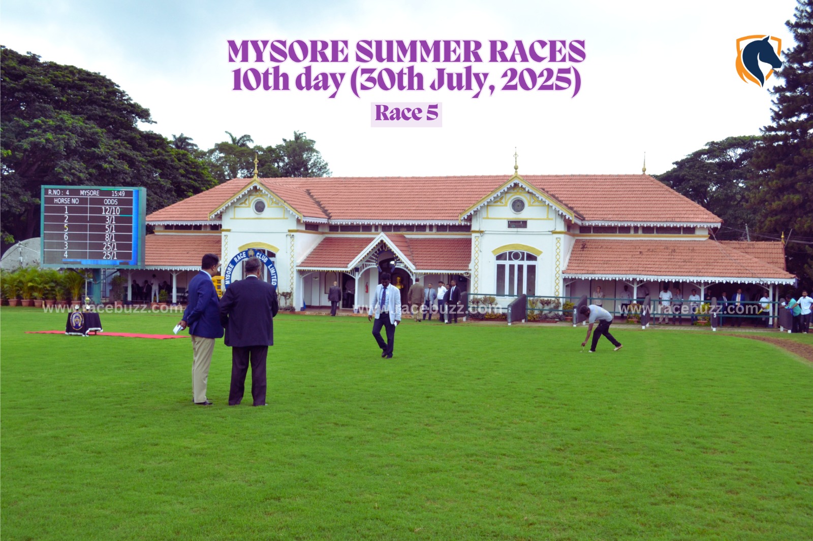 Amazing Imrarifa crosses the finish line to win The Davanagere Plate 2025 at Mysore Summer Races, ridden by jockey S. G. Prasad
