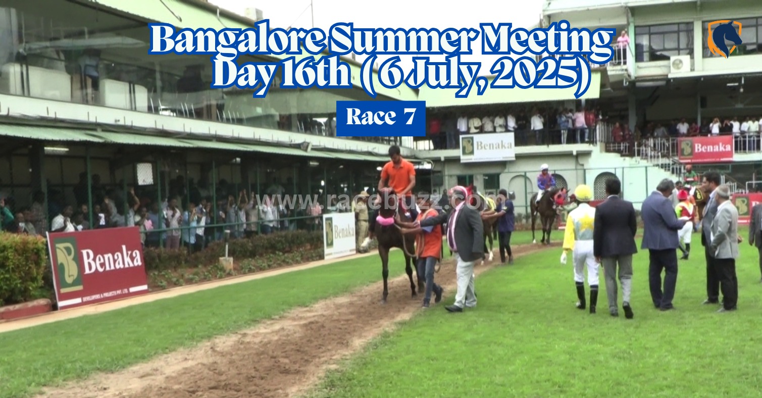 Wellington crosses the finish line first in the Southern Empire Plate under Arvind Kumar N at Bangalore Turf Club