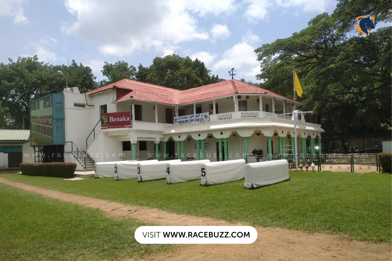 Racehorses at full stride during a competitive race at Bangalore Turf Club during the Summer Meeting 2025