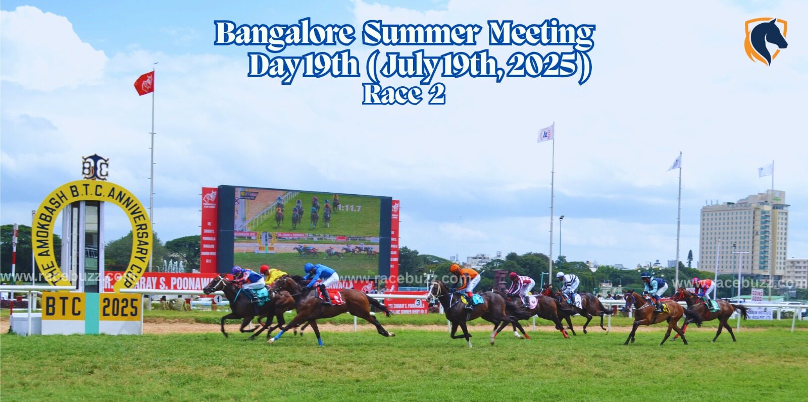 Golden Glory wins the Bold Gesture Plate under Aleemuddin at Bangalore Turf Club during the 19th day of the Bangalore Summer Meeting, narrowly ahead of Totally Epic and Jully in the 1200-metre whip-less handicap race.