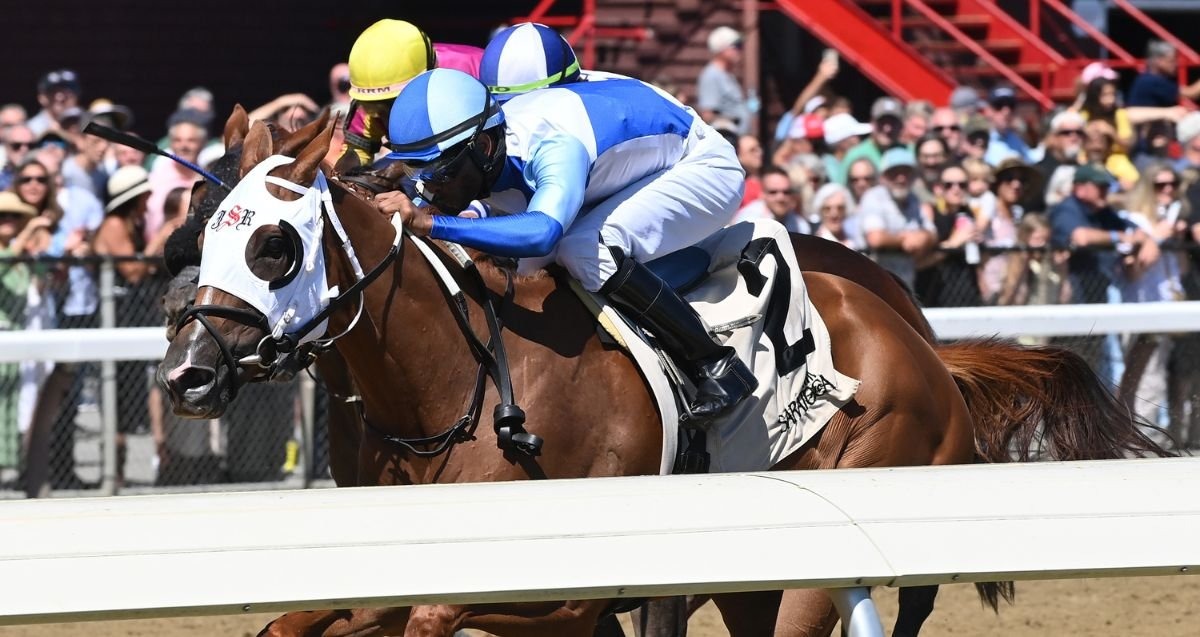 Horses racing at Saratoga Racecourse during Jockey Club Gold Cup Stakes