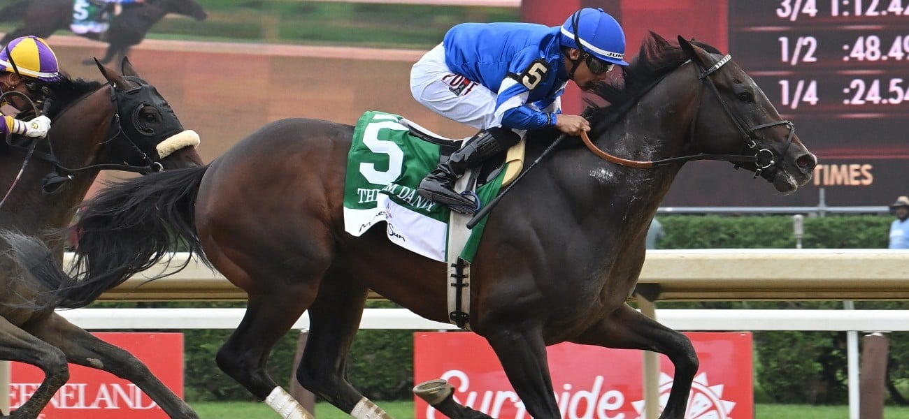 Sovereignty at Saratoga Racecourse before the Travers Stakes