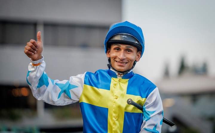 Karis Teetan at Shergar Cup 2025 leading Rest of the World at Ascot