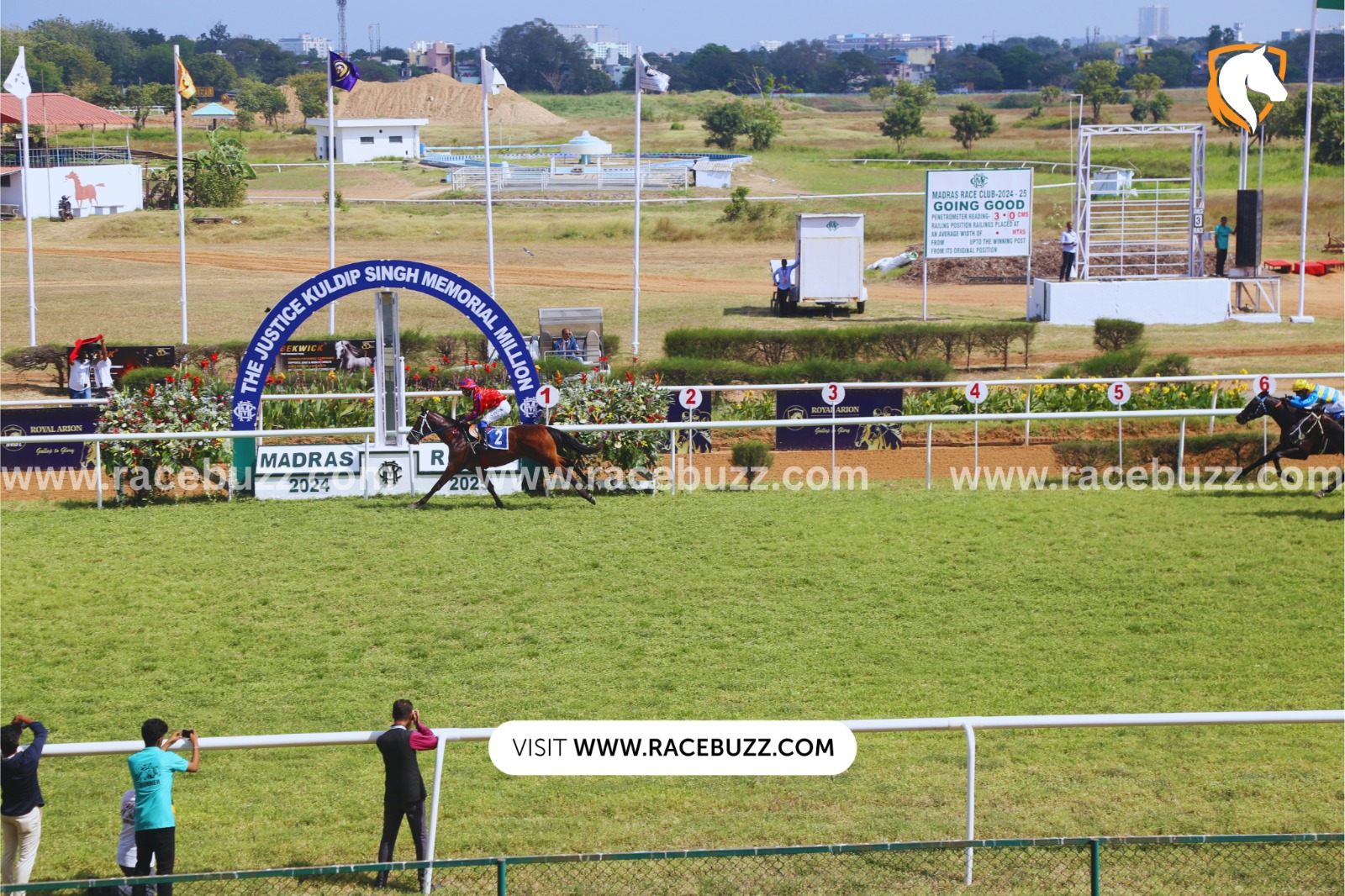 Never Give In winning the Stewards Cup at Madras Race Club on September 13, 2025