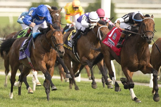 Argos winning the Grade 1 Summer Stakes at Woodbine under Flavien Prat
