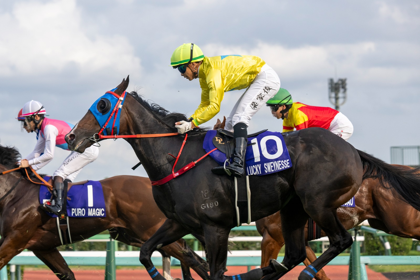 Win Carnelian crossing the finish line to win the Sprinters Stakes at Nakayama
