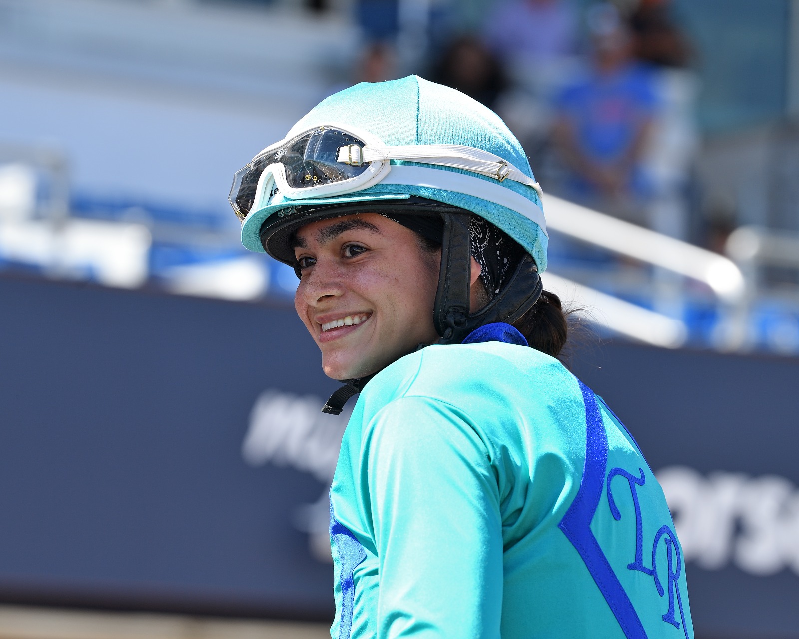 Dalila Rivera celebrates her first Gulfstream Park victory aboard Prince David