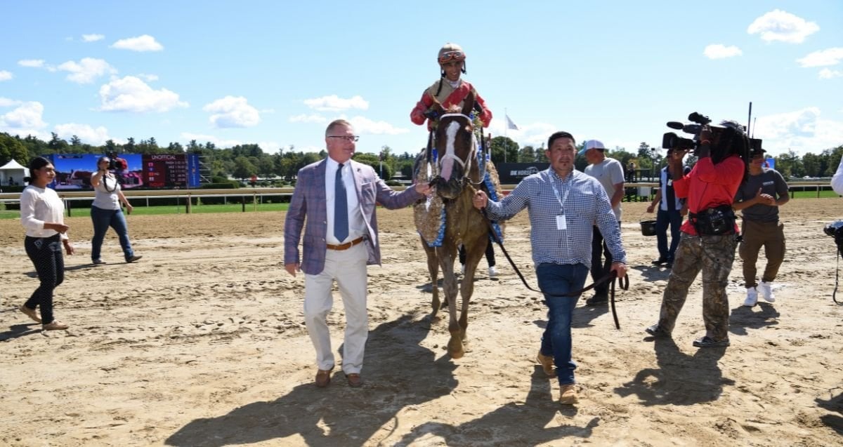 Antiquarian winning the Jockey Club Gold Cup Stakes at Saratoga Racecourse, August 31, 2025