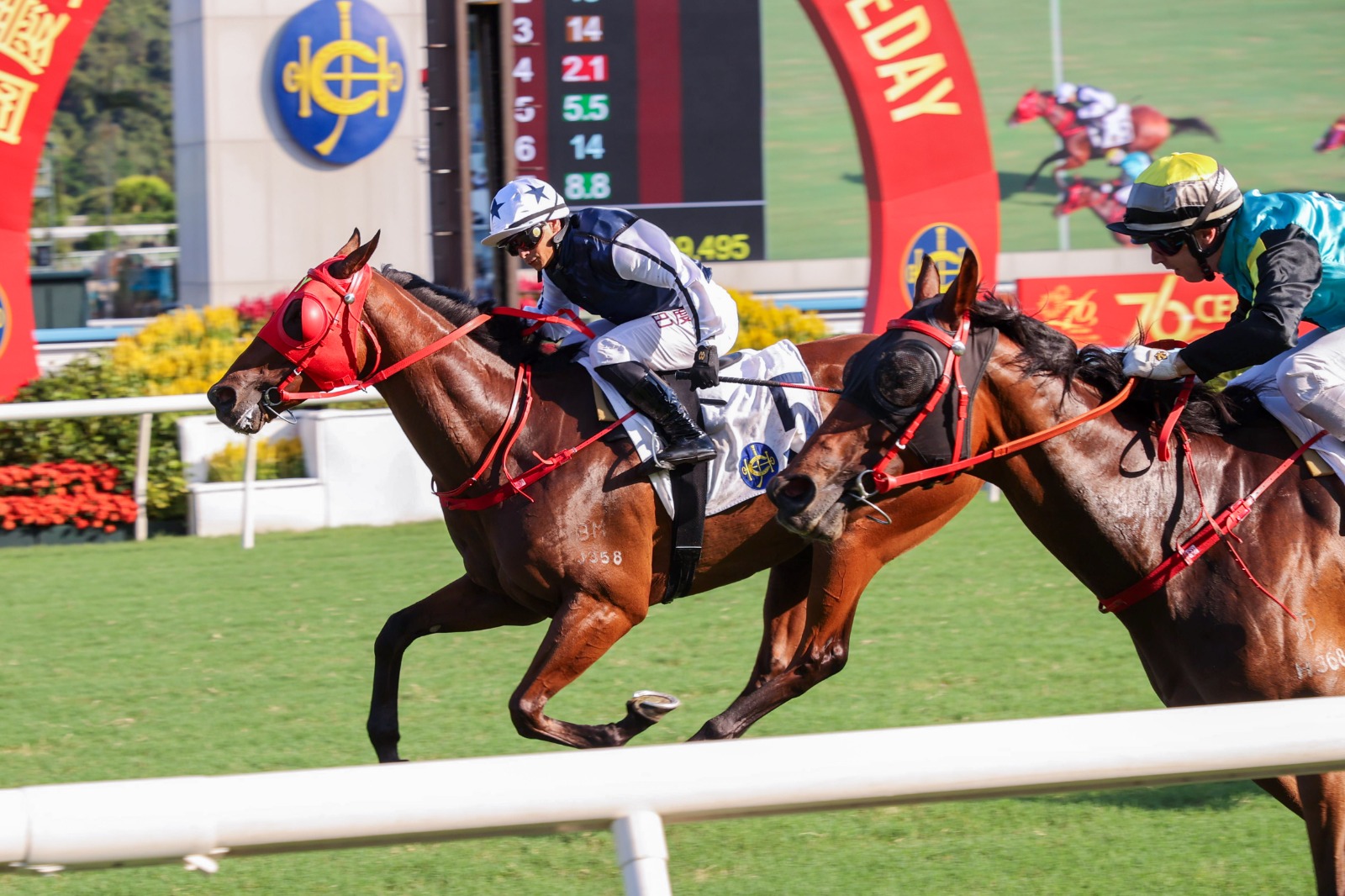 Fast Network winning the G3 National Day Cup at Sha Tin with Alexis Badel aboard
