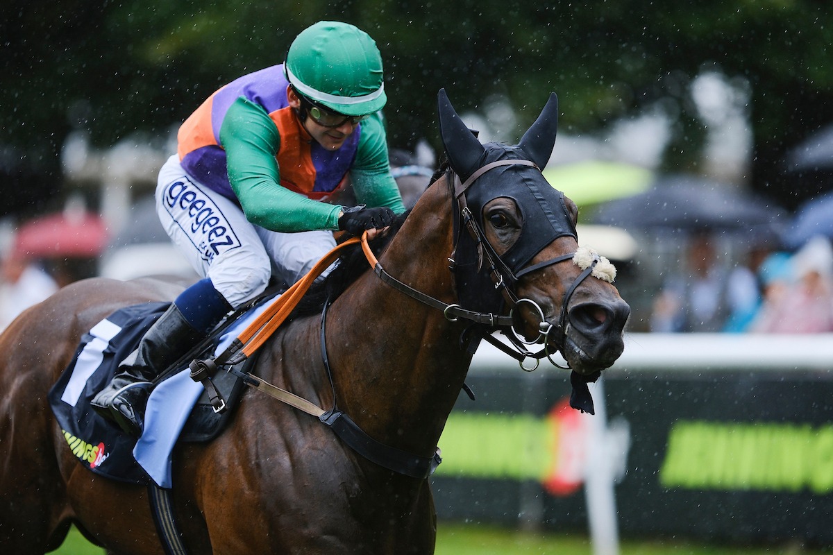 Beauvatier wins the Group Two Challenge Stakes at Newmarket under jockey Alexis Pouchin.