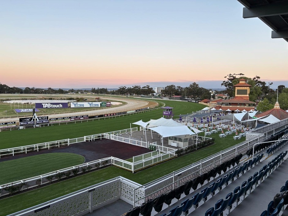 Midweek racing action at Ascot Racecourse, Perth during the 2025 Ascot Racing Carnival