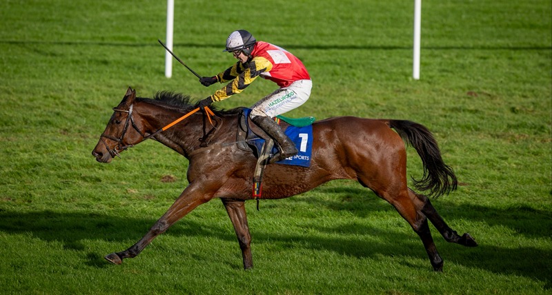 Horses racing uphill at Navan Racecourse during the autumn meeting on October 22, 2025