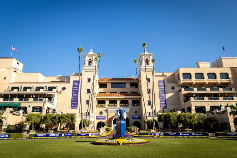 Del Mar racetrack decorated in Breeders’ Cup purple ahead of the 2025 World Championships