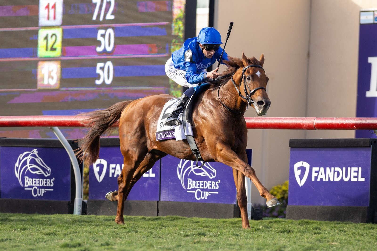 Notable Speech wins the 2025 Breeders’ Cup Mile at Del Mar under William Buick