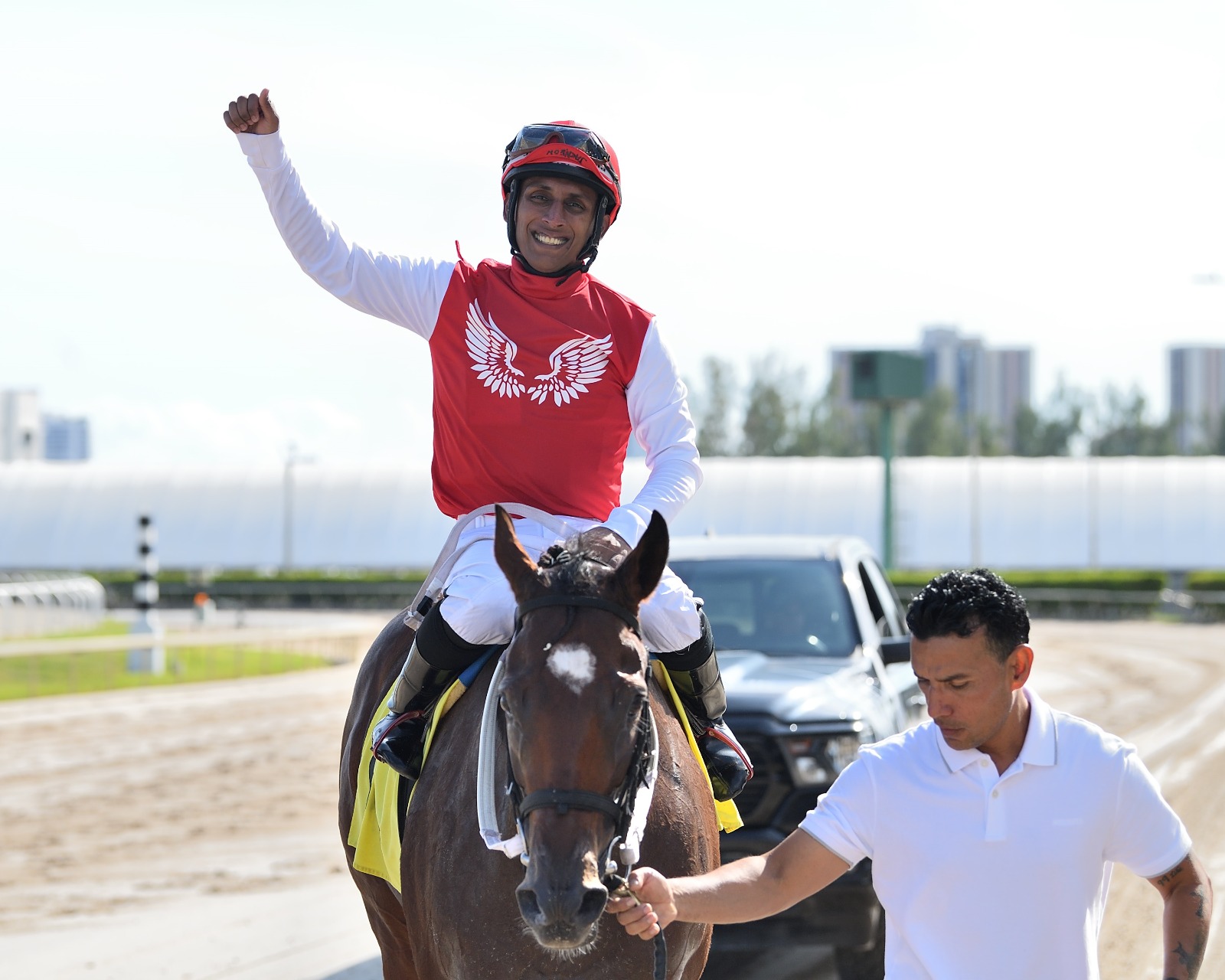 Rajiv Maragh riding at Gulfstream Park as he approaches his 2000th career win