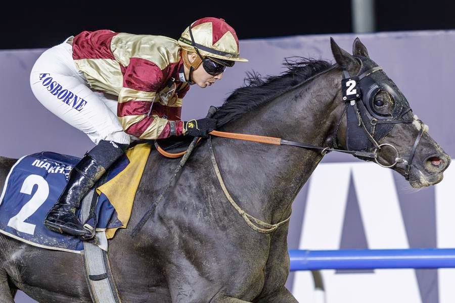 Heart Of Honor winning the Nakheel Stakes at Meydan under Saffie Osborne
