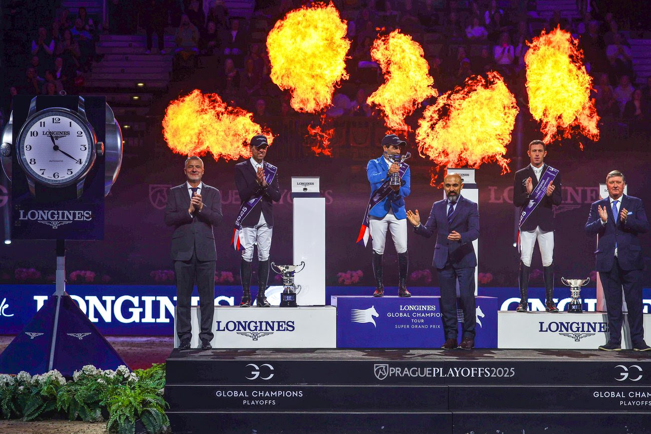 Abdel Saïd celebrates victory with Bonne Amie at the LGCT Super Grand Prix in Prague