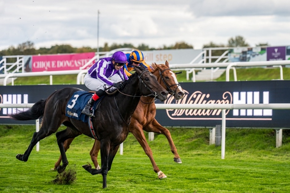 Horses and jockeys in the parade ring at Doncaster ahead of the 28 November race card winter jumps meeting.