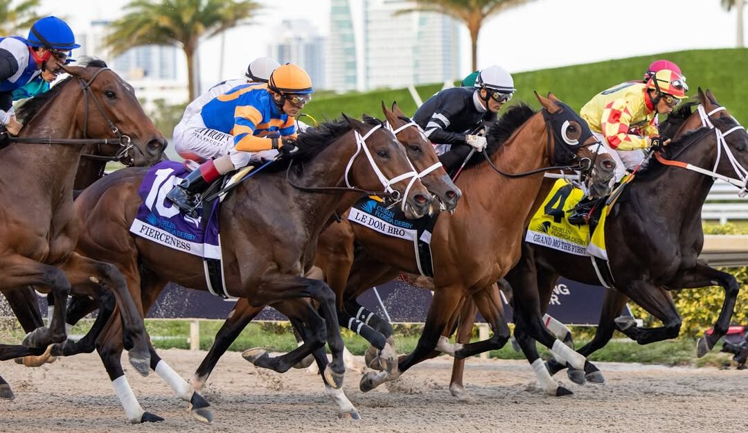 Javier Castellano Mouttet Mile victory celebration at Gulfstream Park