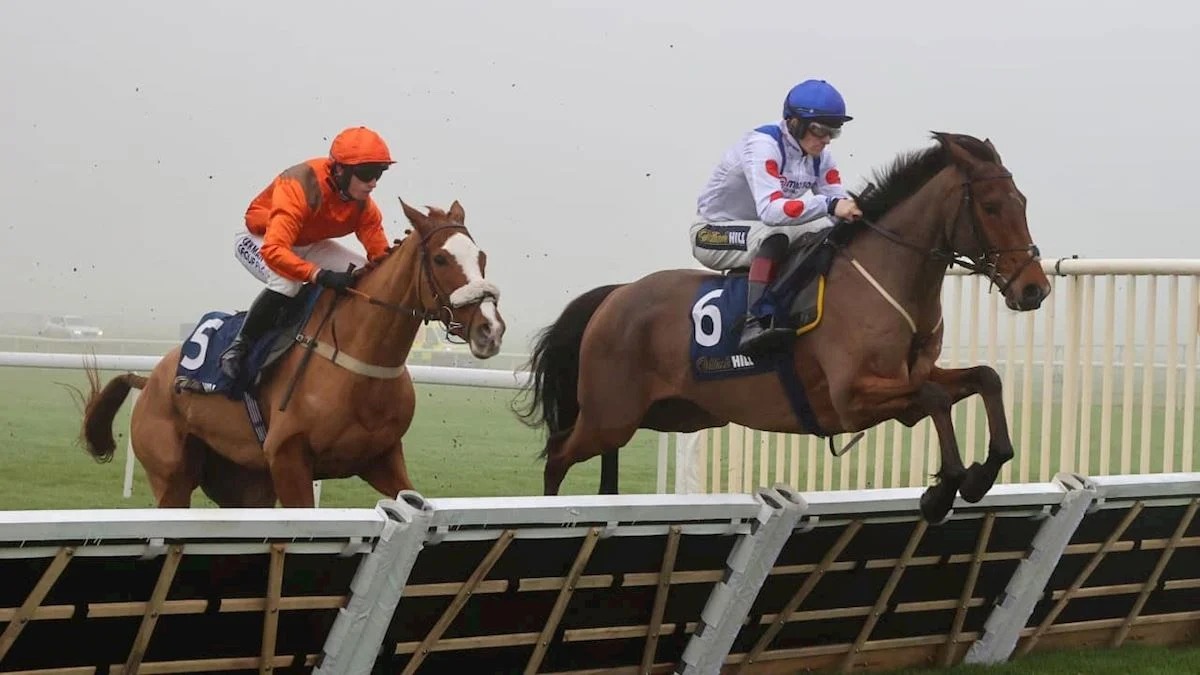 Lord winning at Aintree Becher Chase Day with Brian Hughes riding