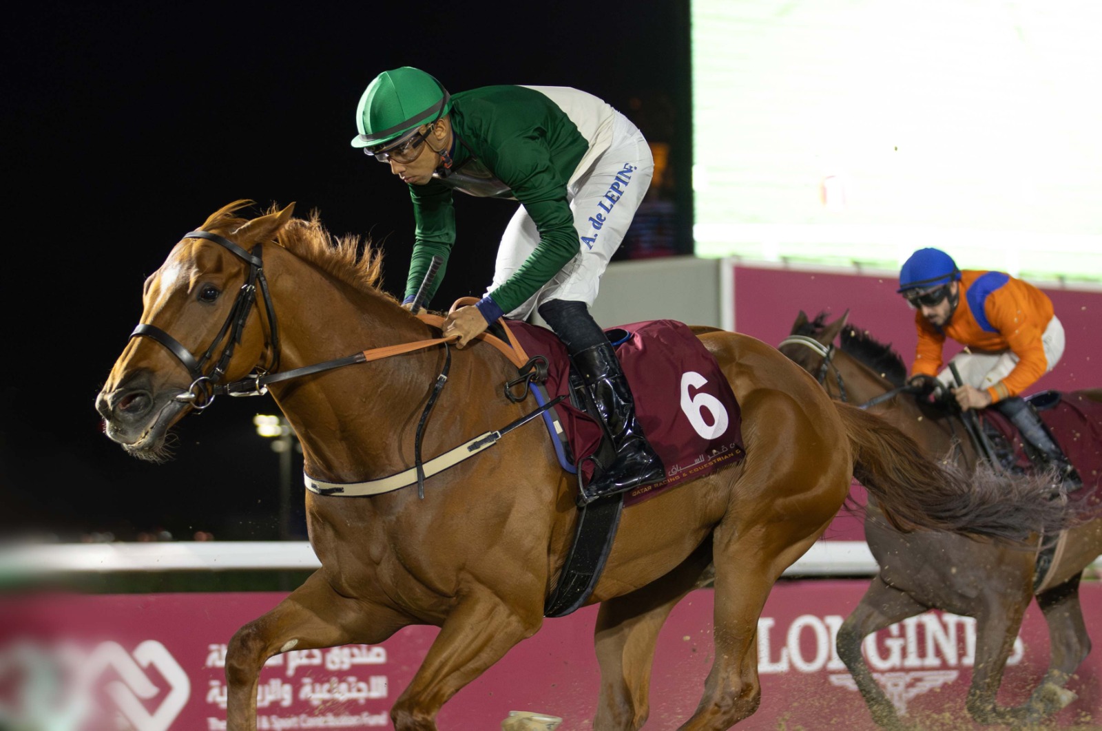 One Nation crossing the line at Al Rayyan Race Meeting, December 10, Brooq Cup winner