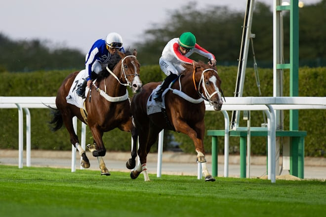 Bolide Porto winning the Prince Khalid Abdullah Cup at King Abdulaziz Racecourse