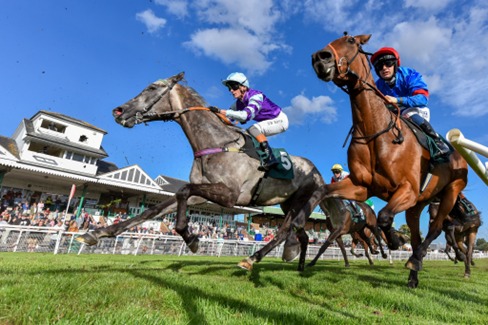Catterick Bridge racecourse during a winter jumps meeting