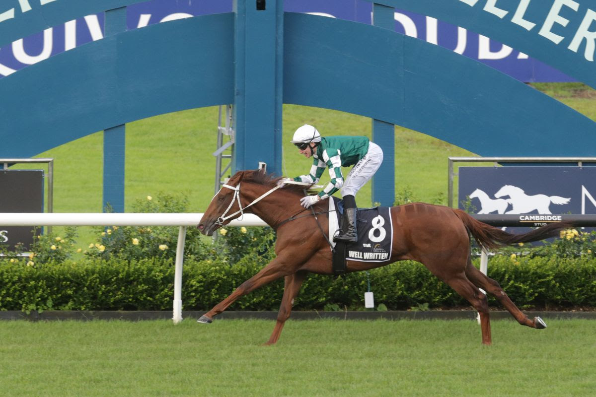 Well Written powering clear to win the Well Written Karaka Million 3YO