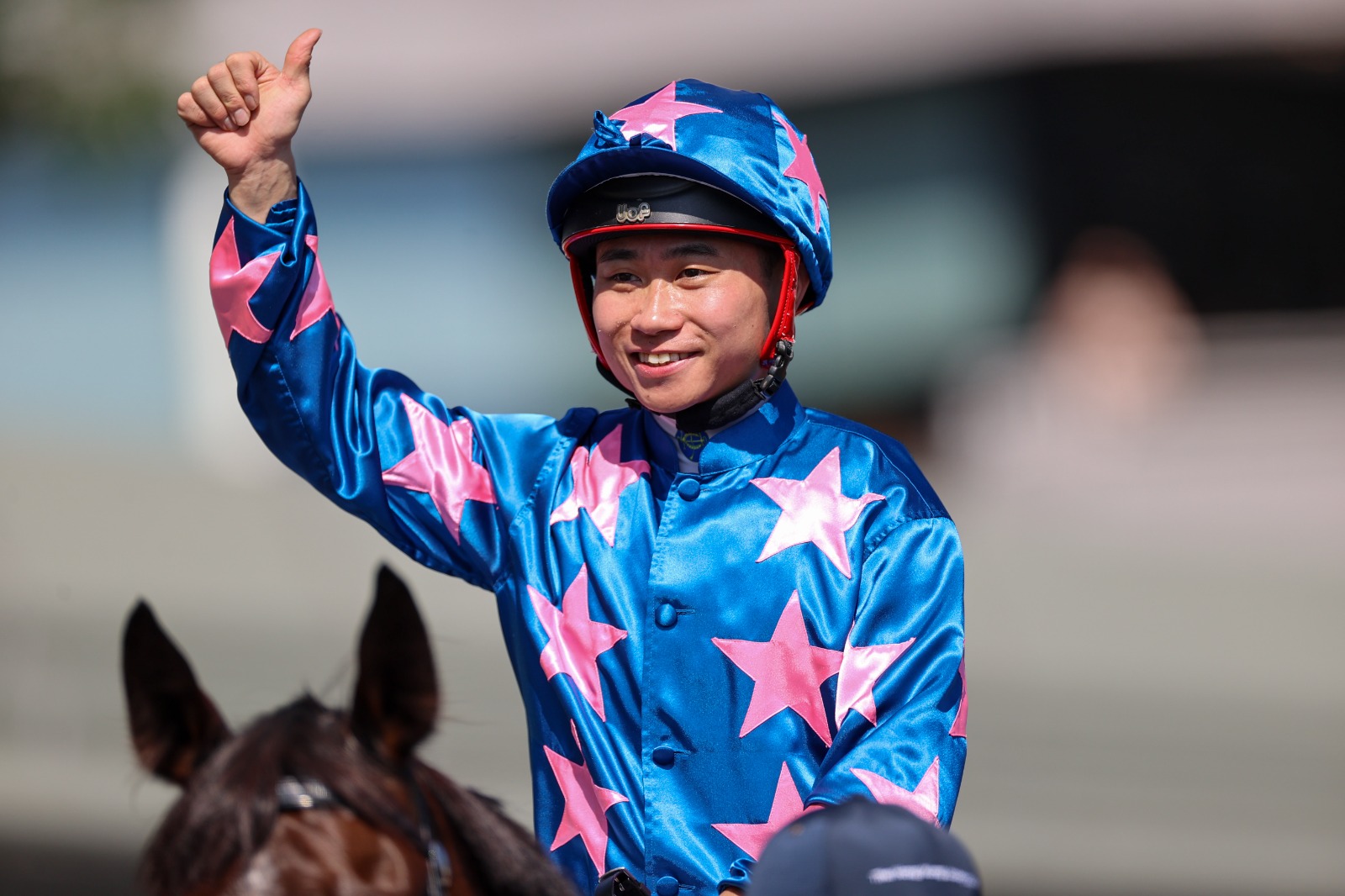 Dylan Mo riding Winning Wing in preparation for the Hong Kong Gold Cup 2026 at Sha Tin