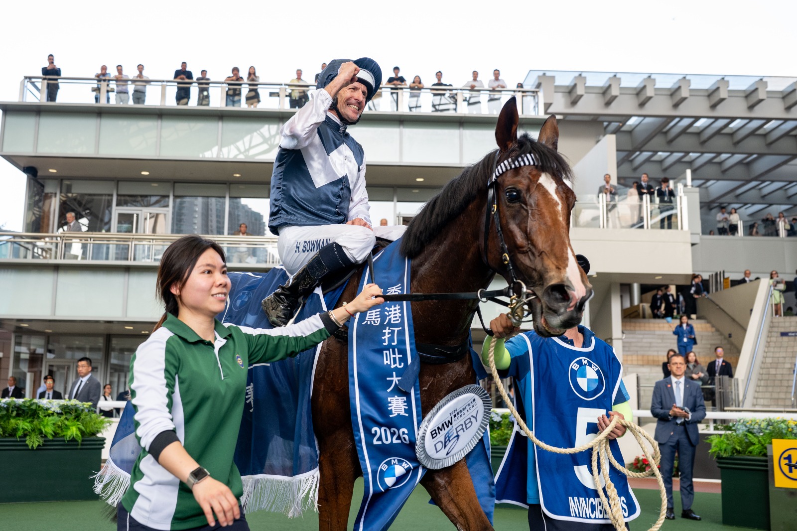 Invincible Ibis winning BMW Hong Kong Derby 2026 at Sha Tin