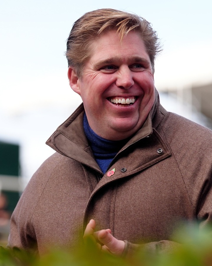 Dan Skelton celebrating champion trainer title at Sandown Park 2026