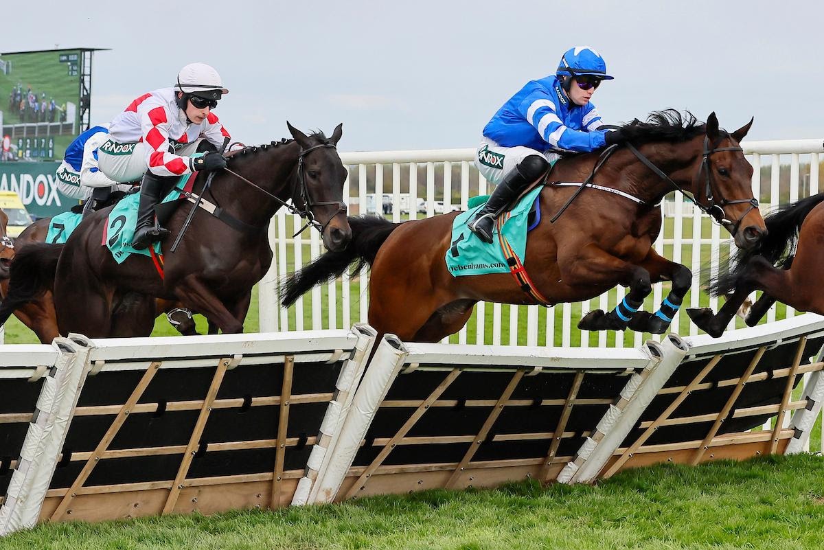Laafi winning Debenhams Handicap Hurdle after close finish
