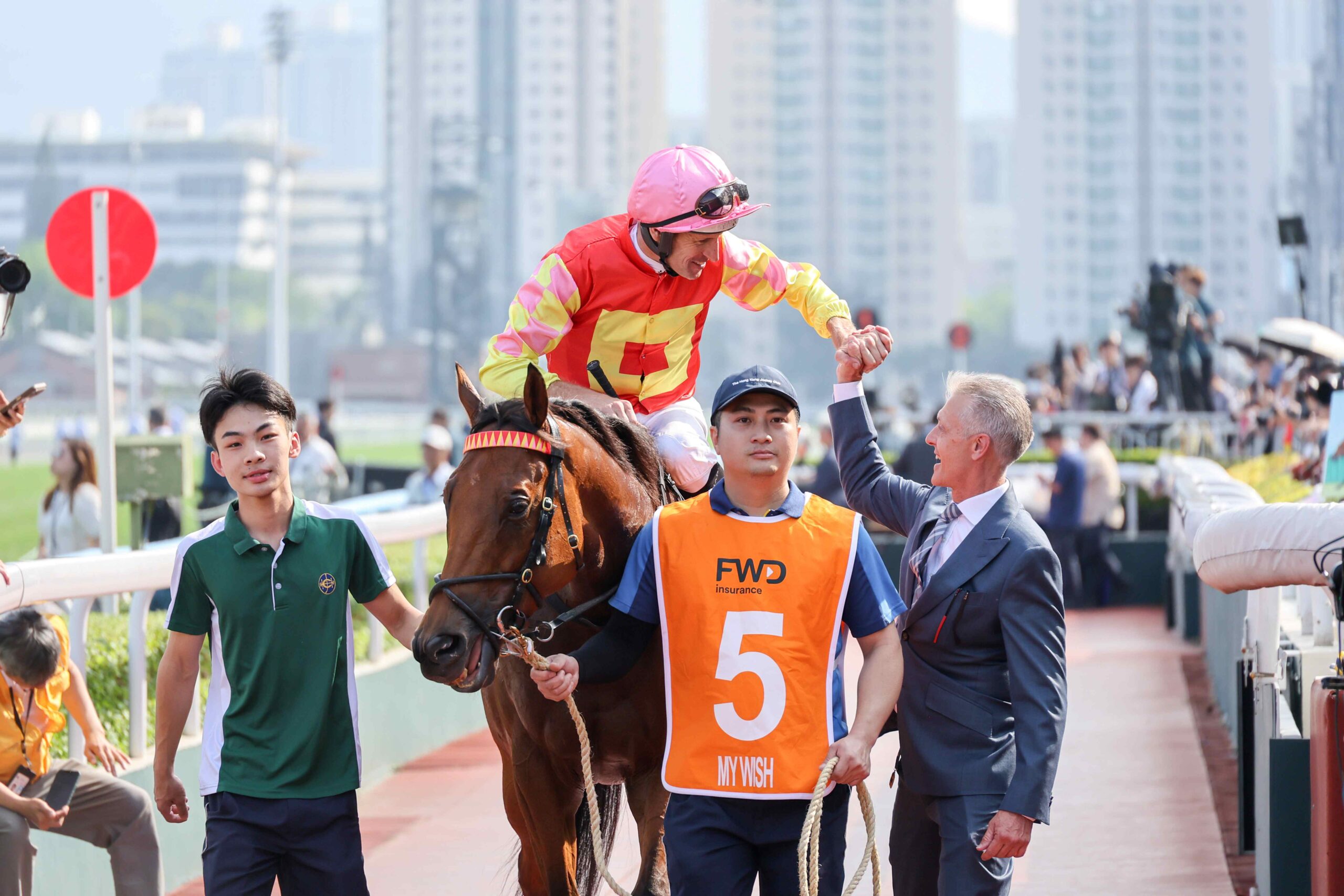 My Wish winning the Champions Mile 2026 at Sha Tin under Hugh Bowman