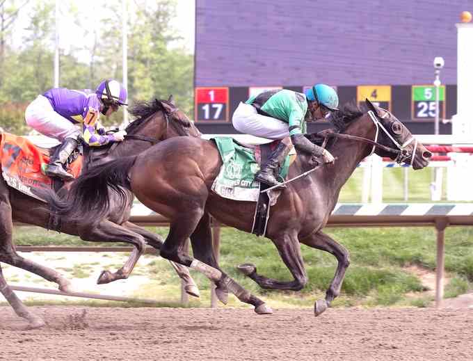Chip Honcho training ahead of the 2026 Preakness Stakes at Laurel Park with jockey Jose Ortiz