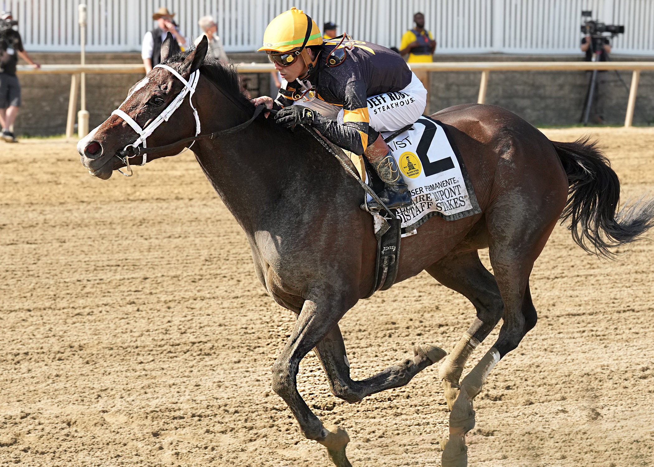 Margie’s Intention winning the Allaire du Pont Distaff at Laurel Park under Irad Ortiz Jr.