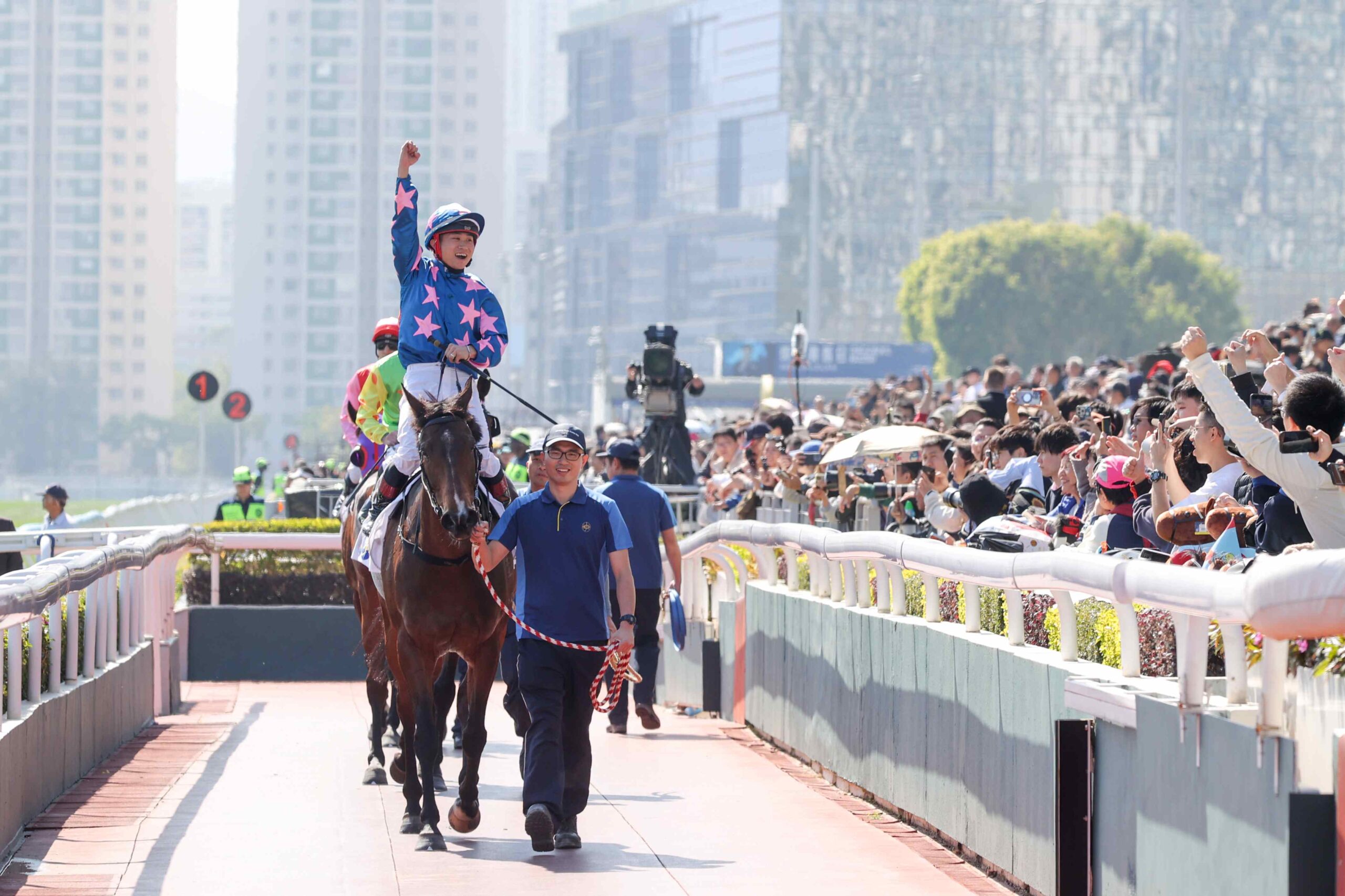 Winning Wing racing at Sha Tin in Hong Kong