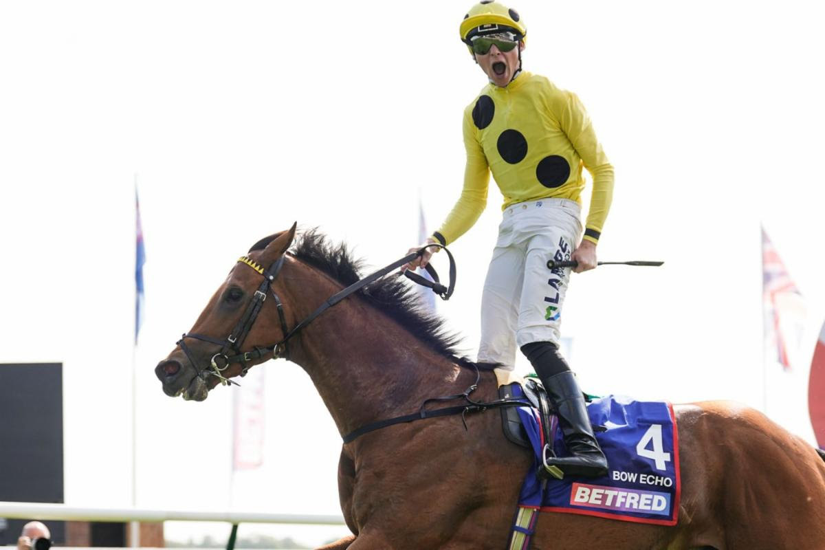Bow Echo powering to victory in the 2000 Guineas at Newmarket Rowley Mile