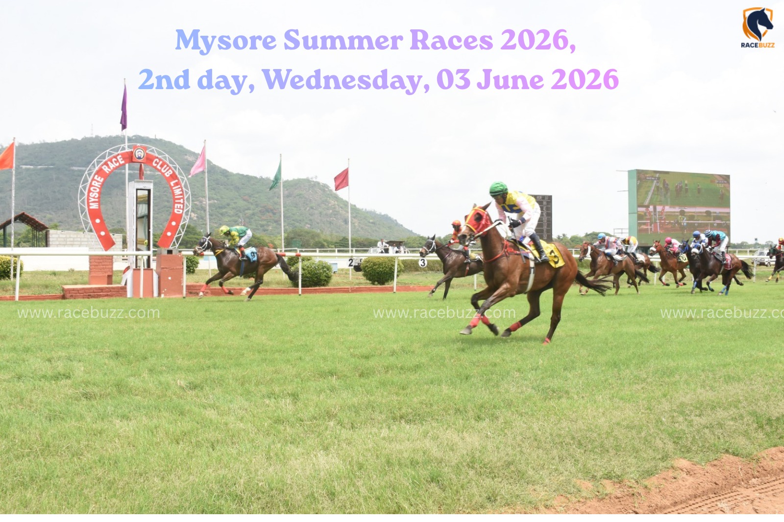 Jockey riding horse during Mysore Summer Races 2026 at Mysore Race Club
