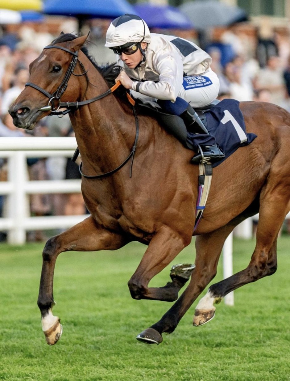 Winning horse crosses the finish line during Lingfield Park racing on 22 July 2026