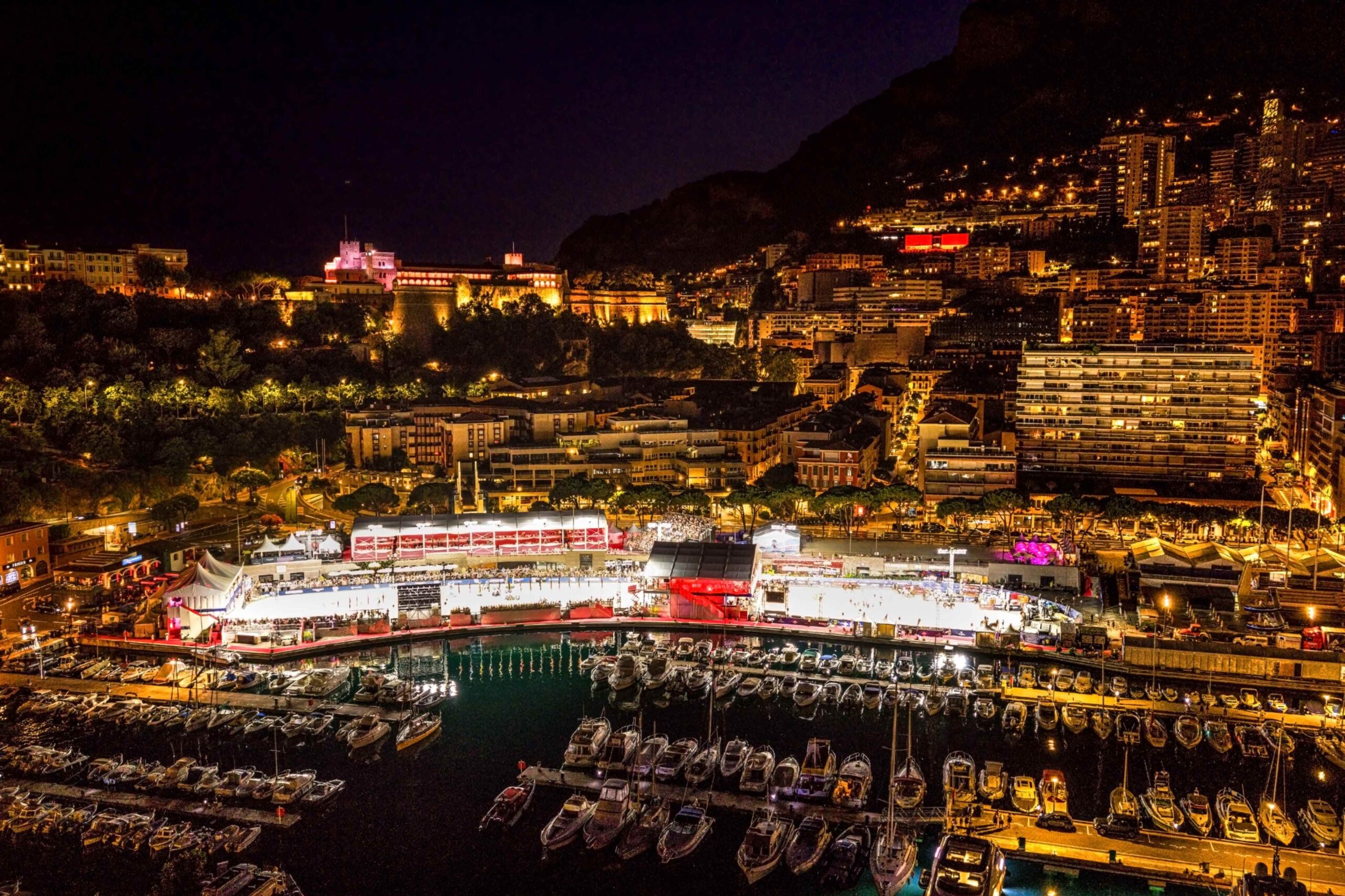 Riders compete during the Longines Global Champions Tour Monaco 2026 at Port Hercule.